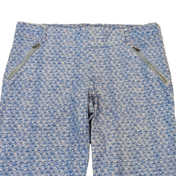 Anthropologie Cartonnier Blue Charlie Trouser Shell Print Ankle Crop Pants Sz 8 - Picture 5 of 12